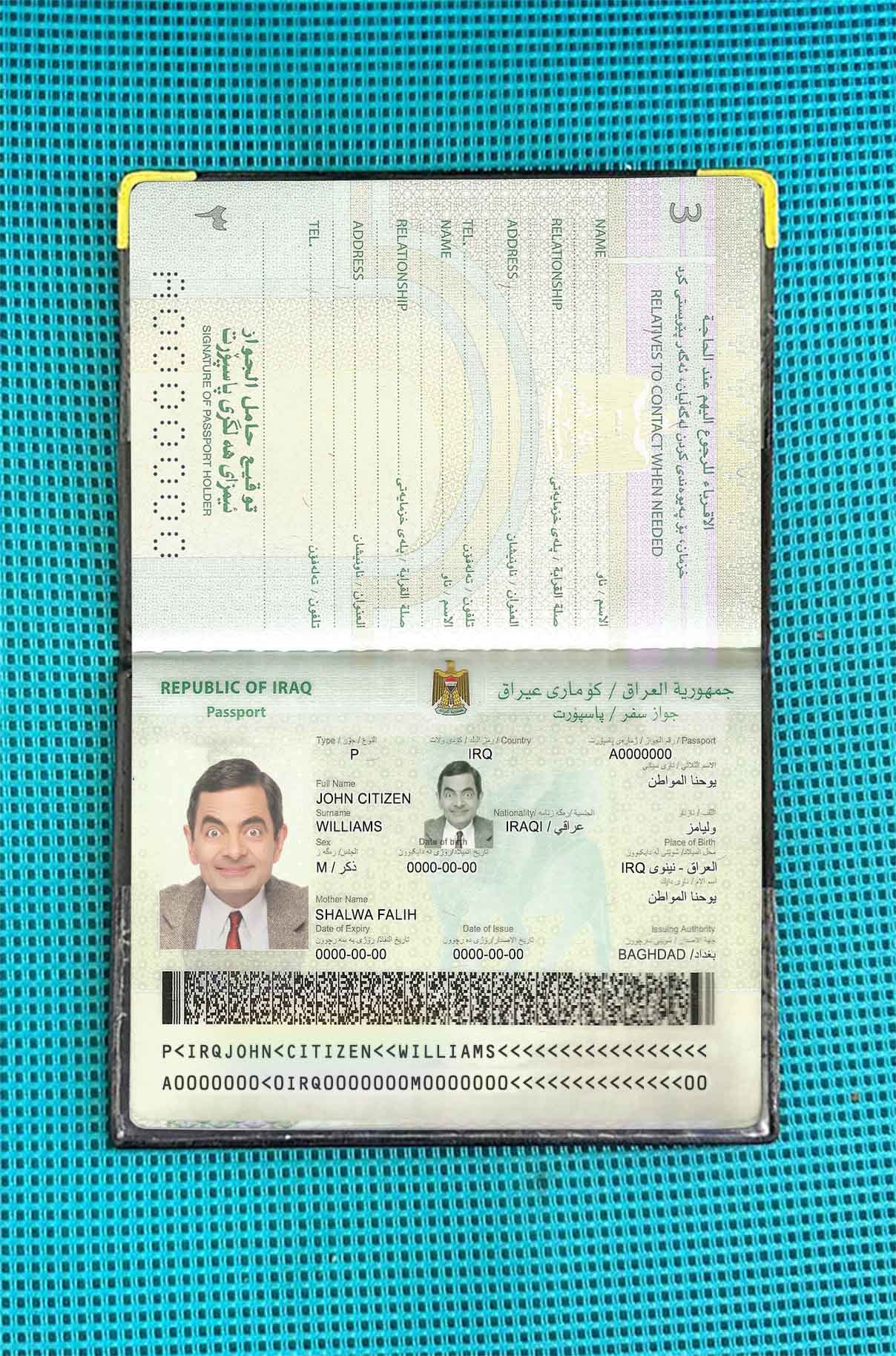 Iraq passport photo look PSD template